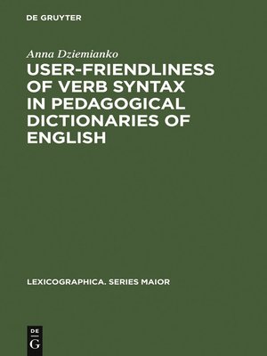 cover image of User-friendliness of verb syntax in pedagogical dictionaries of English